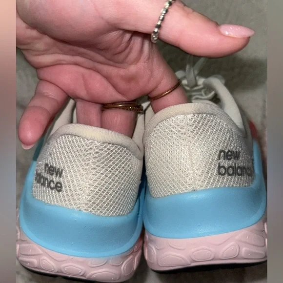 New Balance White and Pink Athletic Sneakers - Picture 6 of 7